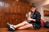 Barty celebrates with her French Open title after a straight-sets victory over Vondrousova